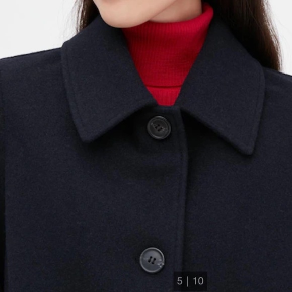 NWT Uniqlo Women Oversized Wool blend Brushed Short Coat Jacket Navy Size S - Picture 8 of 11